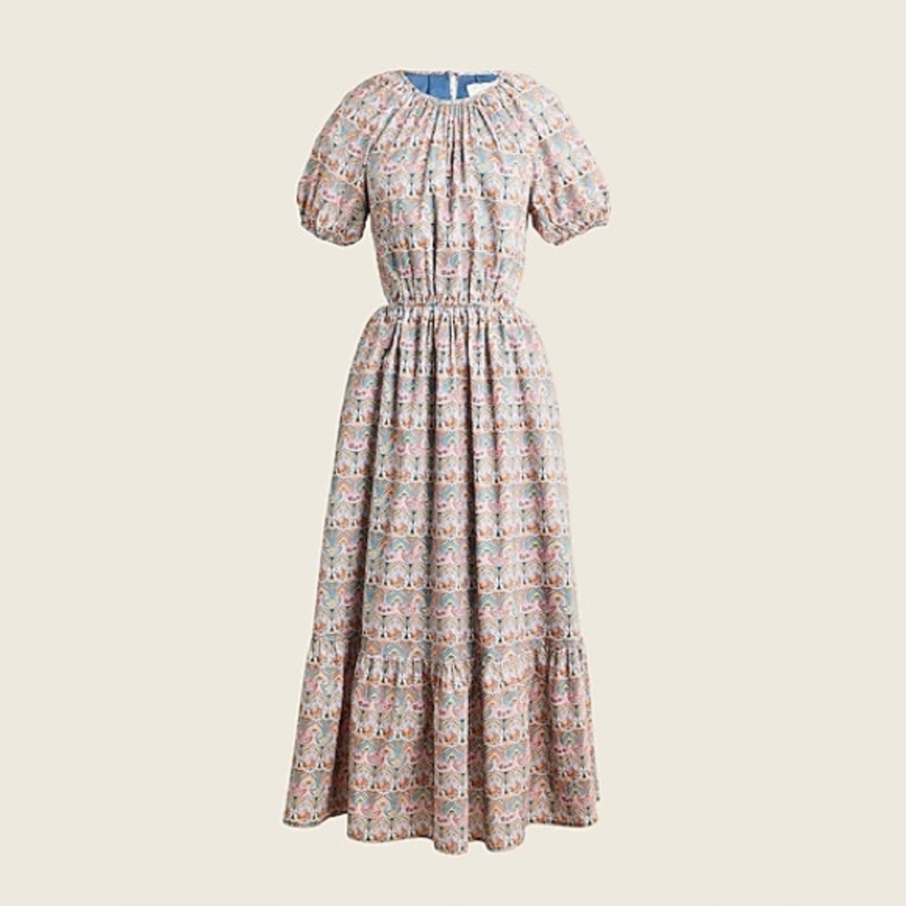 NWT J.Crew Side-cutout cotton dress in Liberty Giorgia Duke print size 4 - Picture 7 of 8